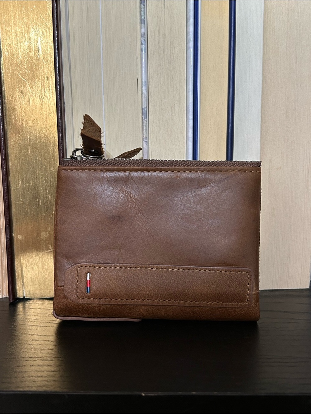 Brown Leather Men's Bifold Zip Wallet